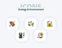 Ecology And Environment Line Filled Icon Pack 5 Icon Design. petrol. nozzle. co ecology. reuse. ecology vector