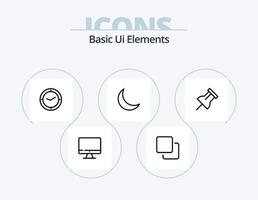 Basic Ui Elements Line Icon Pack 5 Icon Design. charg. computer. bag. mouse. arrow vector