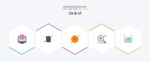 Ux And Ui 25 Flat icon pack including site map. map. color. virus. scan vector