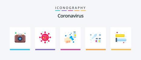 Coronavirus Flat 5 Icon Pack Including virus. protection. alcohol. flu. wash. Creative Icons Design vector