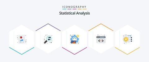 análisis estadístico 25 paquete de iconos planos que incluye moneda. Visualización de datos. análisis. análisis de los datos. estadístico vector