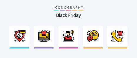 Black Friday Line Filled 5 Icon Pack Including percent. chat. shopping. bubble. discount. Creative Icons Design vector
