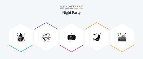 Night Party 25 Glyph icon pack including night. party. wine. night. party vector