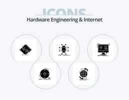 Hardware Engineering And Internet Glyph Icon Pack 5 Icon Design. infrastructure. distribution. network. electronic. circuit vector