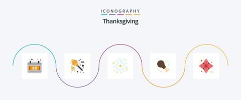 Thanksgiving Flat 5 Icon Pack Including flower. thanksgiving. fireworks. turkey. poultry vector