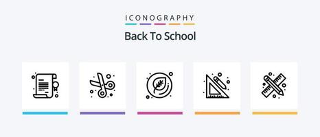 paquete de iconos de regreso a la escuela línea 5 que incluye corte. escuela. estudiar. preescolar. a B C. diseño de iconos creativos vector