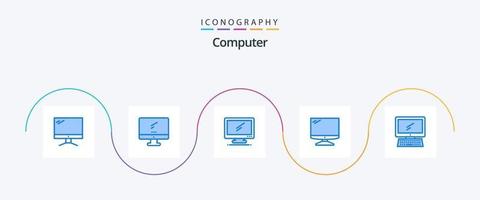 paquete de iconos azul de computadora 5 que incluye . vector