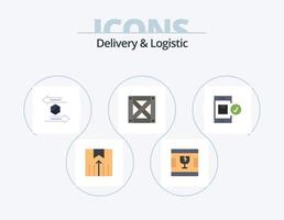 paquete de iconos planos de entrega y logística 5 diseño de iconos. madera. logístico. formas envío. logístico vector