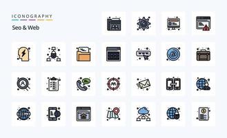 25 Seo  Web Line Filled Style icon pack vector