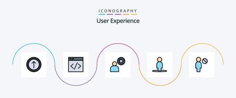 la línea de experiencia del usuario llenó el paquete de iconos planos 5 que incluye . perfil. perfil. bloquear. usuario vector