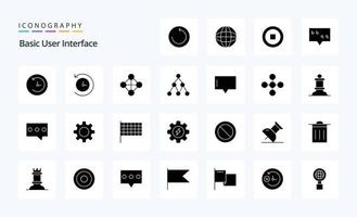 25 Basic Solid Glyph icon pack vector