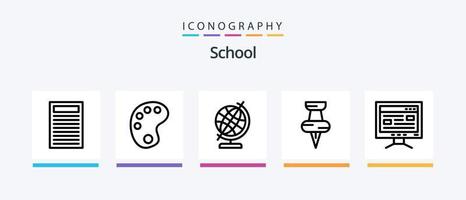 paquete de iconos de la línea escolar 5 que incluye. globo. baloncesto. educación. diseño de iconos creativos vector