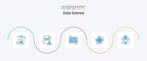 paquete de iconos azul 5 de ciencia de datos que incluye análisis. procesador. conectar. pastilla. web vector