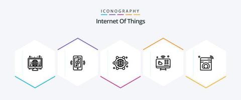 internet de las cosas paquete de iconos de 25 líneas que incluye internet. monitor. comunicación. conexiones Internet de las Cosas vector