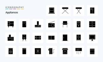 25 Appliances Solid Glyph icon pack vector