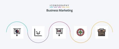 la línea de marketing empresarial llenó el paquete de iconos planos 5 que incluye finanzas. audiencia. marketing. dinero vector