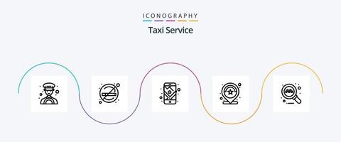 Taxi Service Line 5 Icon Pack Including search. stars. mobile. review. number vector