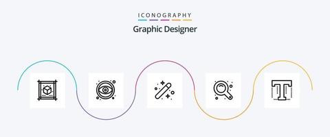 paquete de iconos de línea 5 de diseñador gráfico que incluye fuente. interfaz de acercamiento creativo. acercar gráfico vector