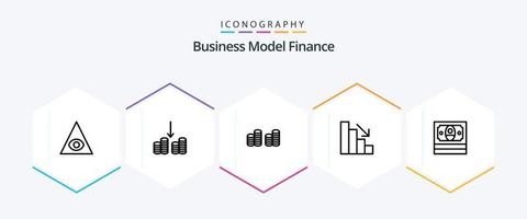 paquete de iconos de 25 líneas de finanzas que incluye . . dinero. dinero. dinero vector