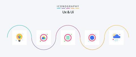 Ux And Ui Flat 5 Icon Pack Including application. globe. list. network. earth vector