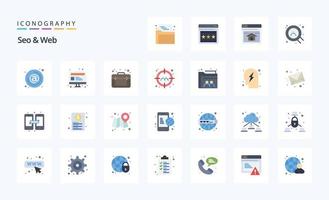 25 Seo  Web Flat color icon pack vector