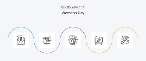 Womens Day Line 5 Icon Pack Including message. board. app. ad. mobile vector