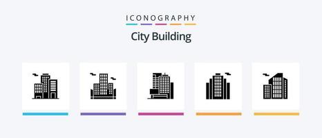 City Building Glyph 5 Icon Pack Including . real.. Creative Icons Design vector