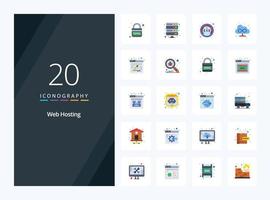 20 Web Hosting Flat Color icon for presentation vector