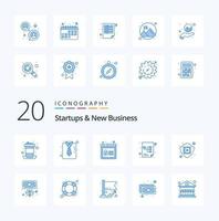 20 Startups And New Business Blue Color icon Pack like ecommerce workflow suiting project secure vector