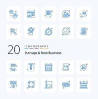 20 Startups And New Business Blue Color icon Pack like ecommerce workflow suiting project secure vector