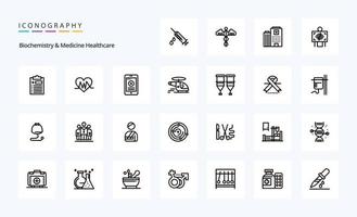 25 Biochemistry And Medicine Healthcare Line icon pack vector