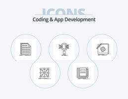 paquete de iconos de línea de desarrollo de aplicaciones y codificación 5 diseño de iconos. matraz. pruebas. disposición. programa. Operacional vector