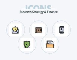 diseño de iconos llenos de línea de estrategia y finanzas de negocios paquete de iconos 5. . Pago movil . estadística dinero móvil. vector