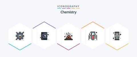 paquete de íconos de 25 líneas rellenas de química que incluye gas. experimento. experimento. química. laboratorio vector