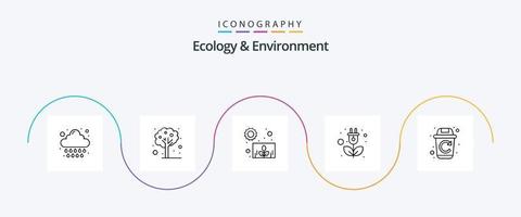 Ecology And Environment Line 5 Icon Pack Including recycle. power. plant. plug. energy vector