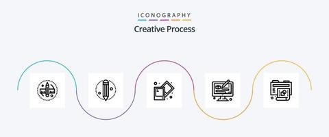 paquete de iconos de línea 5 de proceso creativo que incluye carpeta. proceso. proceso. creativo. modelado vector