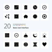 20 Basic Solid Glyph icon Pack like notification activity mode share connection vector