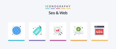 Seo and Web Flat 5 Icon Pack Including error. web. web. seo. plus. Creative Icons Design vector