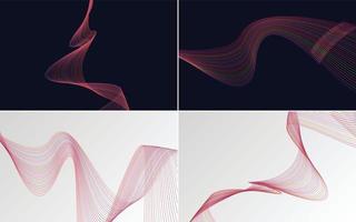 Create a unique aesthetic with this set of 4 waving line vector backgrounds