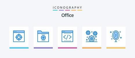 Office Blue 5 Icon Pack Including setting. gear. office. cog. office. Creative Icons Design vector
