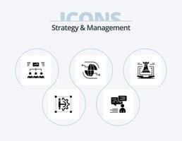 Strategy And Management Glyph Icon Pack 5 Icon Design. communication. globe. man. connect. task vector