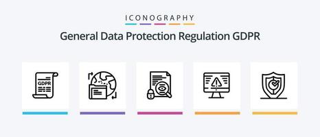 Gdpr Line 5 Icon Pack Including book. error. safe folder. security. protection. Creative Icons Design vector