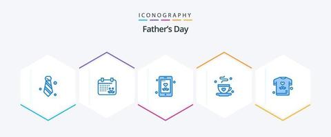 Fathers Day 25 Blue icon pack including father. fathers day. dad. father. coffee vector