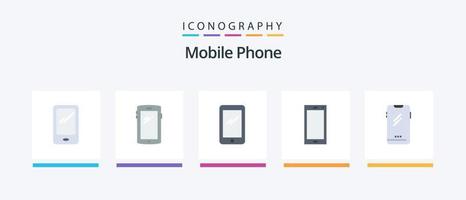 paquete de iconos flat 5 de teléfono móvil que incluye .. diseño de iconos creativos vector