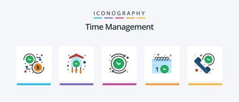 paquete de iconos flat 5 de administración del tiempo que incluye el horario. calendario. cuco. tiempo. reloj. diseño de iconos creativos vector