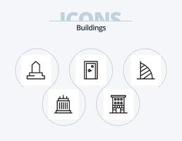 Buildings Line Icon Pack 5 Icon Design. modern building. architecture. mosque. apartments. exit vector