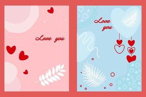 dos tarjetas de San Valentín. calle. Día de San Valentín. te amo. diseño en colores delicados. diseño vectorial vector