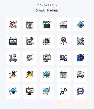 Creative Hacking 25 Line FIlled icon pack  Such As cloud. keypad. website. keyboard. target vector