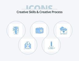 Creative Skills And Creative Process Blue Icon Pack 5 Icon Design. capture. camera. graphic. measurement. calipers vector