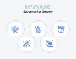 paquete de iconos azul de comestibles 5 diseño de iconos. anunciar. fresco. queso. pera. fruta vector